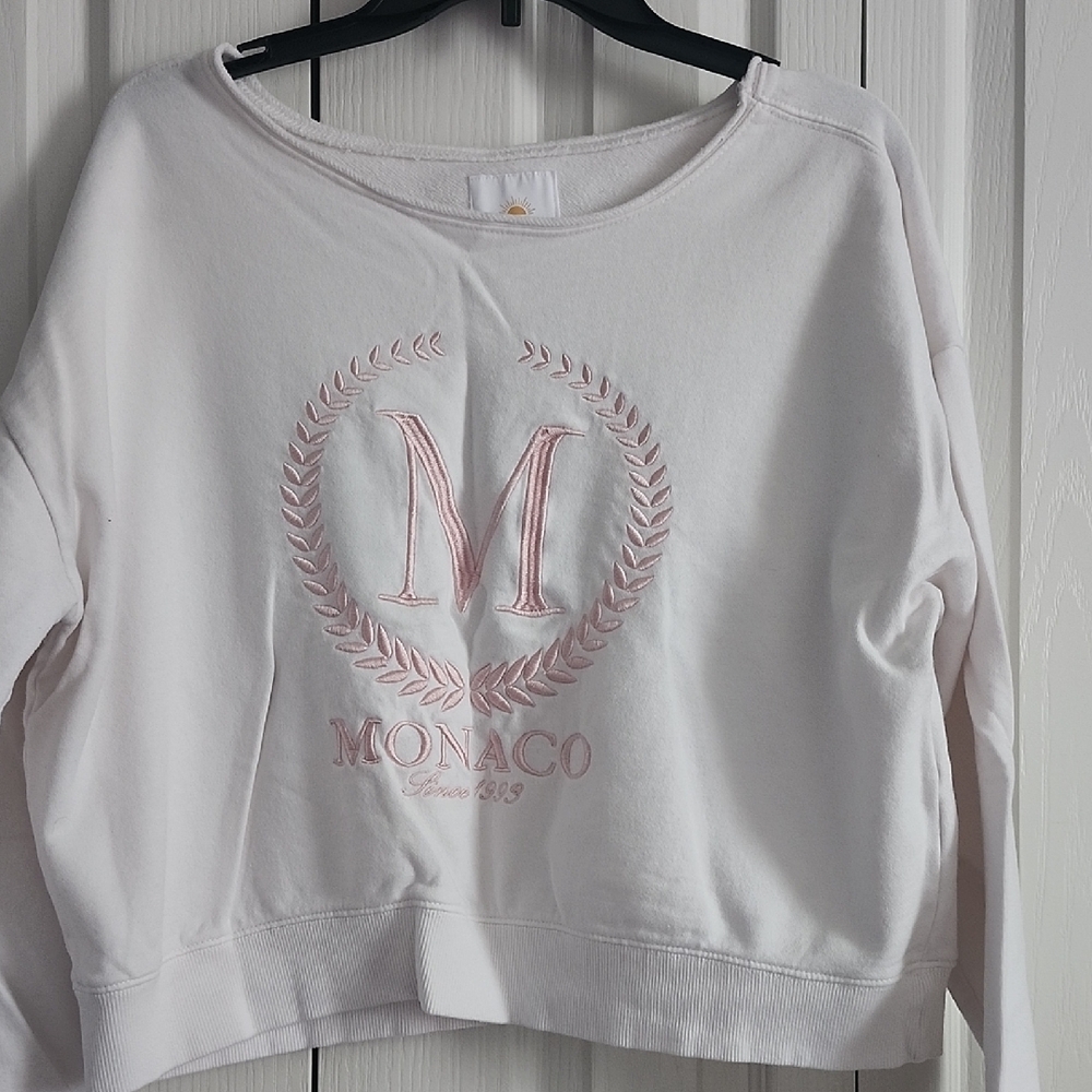 Monaco White and Pink Sweatshirt